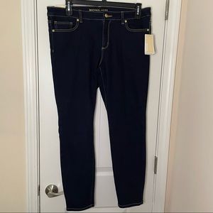 NWT Michael Kors Mid-Rise Dark Wash Skinny Jeans in Misnight Wash Size 12